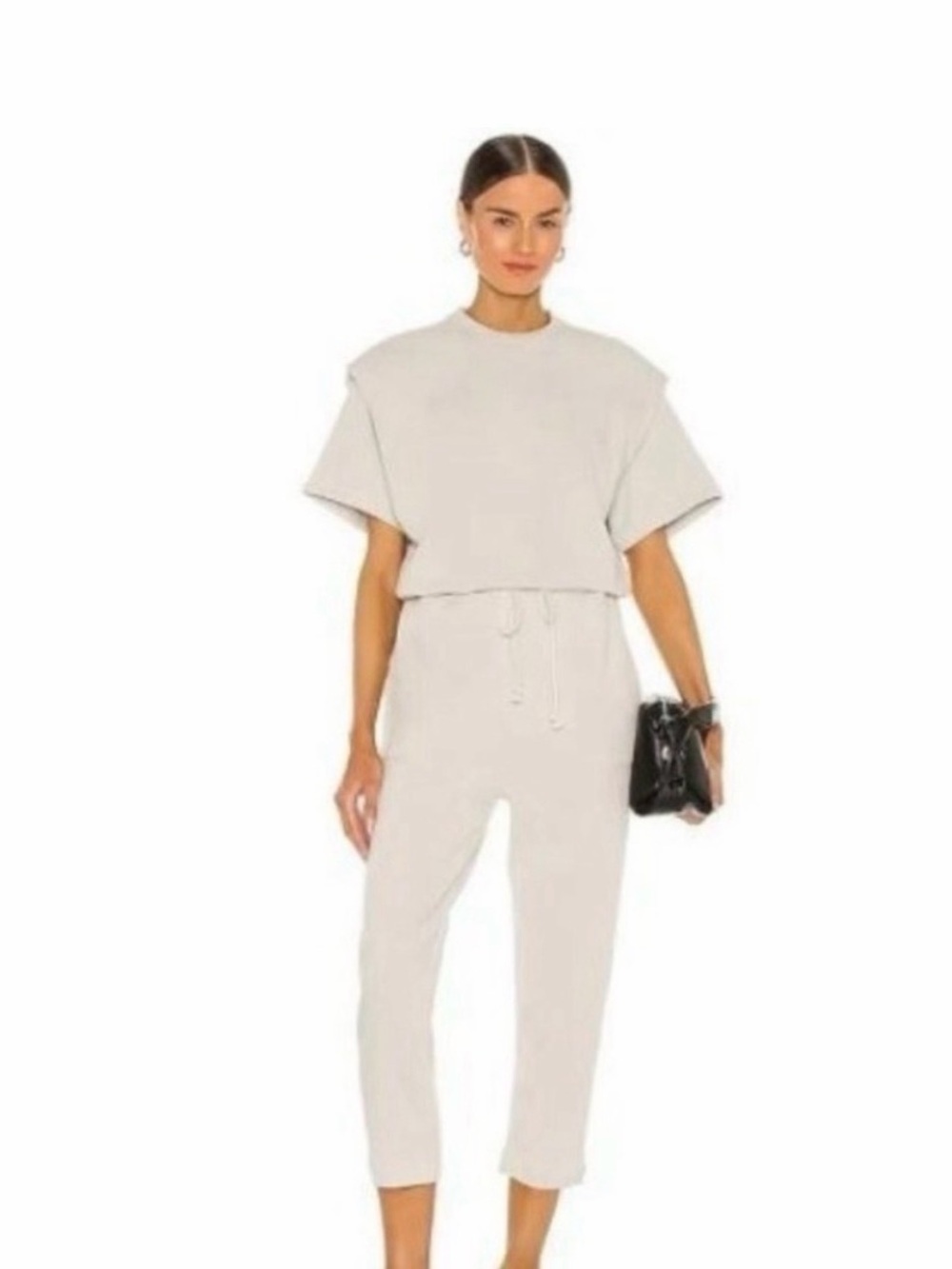 pistola Light Cream Cropped Sweatshirt & Cropped Joggers Set